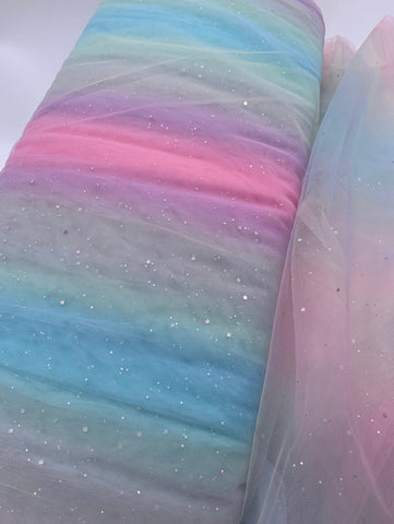 Bubblegum Rainbow Ombre polyester tulle