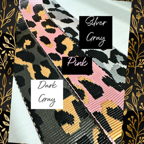 Leopard print jacquard webbing 1.5" (no hardware)