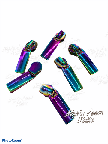 #5 ZIPPER PULLS RAINBOW/NICKEL **RETAIL**